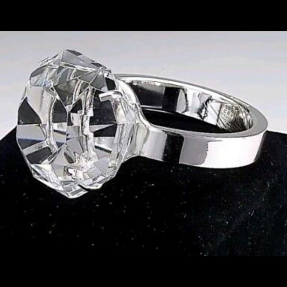Large crystal engagement ring paperweight.